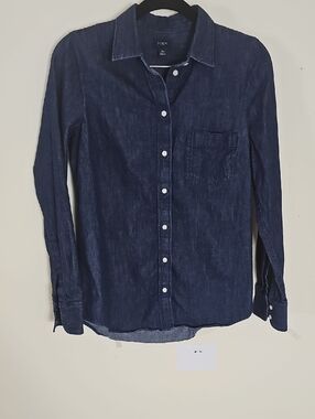 J. Crew Indigo Denim Button-Down Shirt Size XS